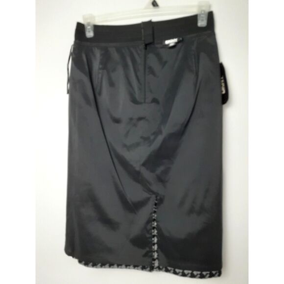 $275 DKNY Houndstooth Black Grey Womens Size 4 Tweed Wool Pencil Skirt NWT - Picture 4 of 15